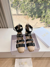 PUNK BALLET FLAT IN BLACK MIX CAMEL BEIGE CALFSKIN