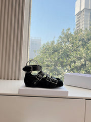 PUNK BALLET FLAT IN BLACK SUEDE AND CALFSKIN