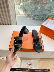 0ASIS SANDAL IN BLACK CALFSKIN WITH STUD