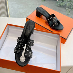 0ASIS SANDAL IN BLACK CALFSKIN WITH STUD