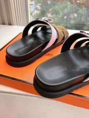 CHYPRE SANDAL IN LIGHT PINK MIX CHOCOLATE BROWN SUEDE