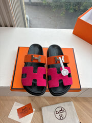 CHYPRE SANDAL IN DARK PINK MIX ORANGE SUEDE
