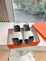 FLAT SANDAL IN WHITE CALFSKIN