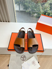 FLAT SANDAL IN BRONZE BROWN CALFSKIN