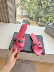 CAGOLE FLAT MULES IN FRENCH PINK CALFSKIN