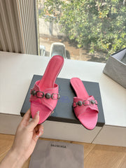 CAGOLE FLAT MULES IN FRENCH PINK CALFSKIN