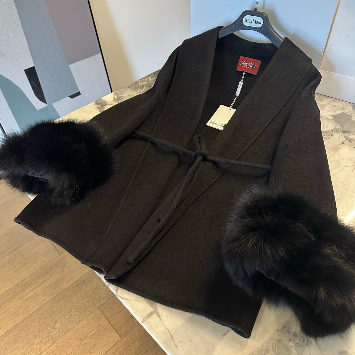 MAX MARA 25S CASHMERE COAT WITH FOX FUR TRIM 203