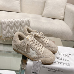 BALL STAR SNEAKERS WITH WHITE STAR IN BEIGE WOOL