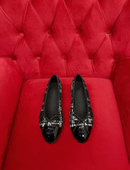 ballet flat black white tweed lambskin