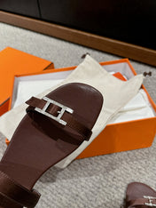 BUCKLE SANDAL CHOCOLATE CALFSKIN