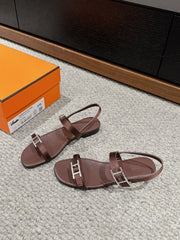 BUCKLE SANDAL CHOCOLATE CALFSKIN
