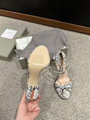 HIGH HEEL 10 CM SANDAL IN BLACK MIX WHITE CALFSKIN 684357