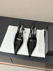 SL CHERISH CROCODILE SLINGBACK PUMP 75 BLACK CALFSKIN