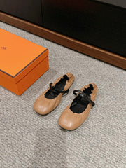 BALLERINA BALLET FLAT BRIGHT BROWN LAMBSKIN