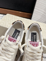BALL STAR SNEAKERS WHITE CALFSKIN WITH LEOPARD STAR AND HEEL LAB
