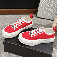 LACE-UP SNEAKERS IN CHERRY RED CANVAS