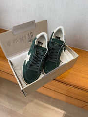 BALL STAR SNEAKERS WITH WHITE CALFSKIN STAR TIMBER GREEN SUEDE UPPER