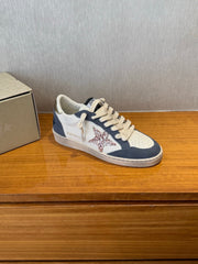 BALL STAR SNEAKERS GLITTER STAR IN BRIGHT GRAY SUEDE AND WHITE CALFSKIN