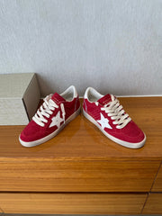 BALL STAR SNEAKERS WHITE STAR IN RED SUEDE AND CALFSKIN