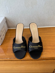 PEEP TOE SANDAL 25S HEELS 10CM IN BLACK SATIN