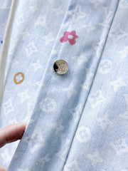 LV HOODED JACKET IN PASTEL LIGHT BLUE MONOGRAM CRAGGY DENIM 239120
