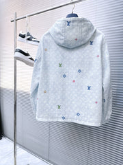 LV HOODED JACKET IN PASTEL LIGHT BLUE MONOGRAM CRAGGY DENIM 239120