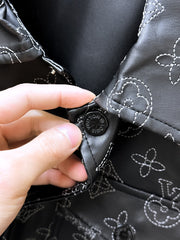 LV SHIRT JACKET IN BLACK MONOGRAM EMBROIDERED CALFSKIN 239119