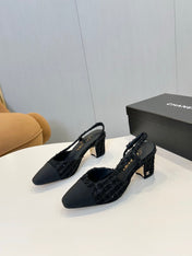 CC SLINGBACK 25S 65 MM IN BLACK TWEED MIX SEQUINS