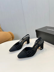 CC SLINGBACK 25S 65 MM IN BLACK TWEED MIX SEQUINS