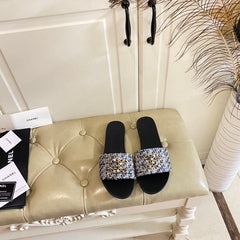 SLIPPERS IN MULTICOLOR TWEED MULE