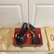 GUCCI 26S HIGH-HEELED SANDALS 65 MM IN BLACK CANVAS
