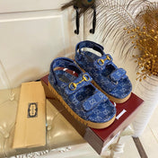 GUCCI 26S SANDALS IN BLUE JACQUARD FABRIC STYLE 1