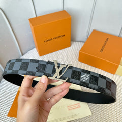 LV 25S BELT 40 MM IN BLACK MIX GREY CALFSKIN 593223