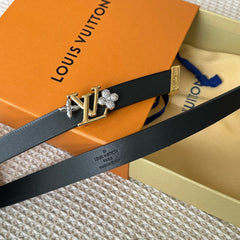LV GRAM 20 MM REVERSIBLE BELT BLACK CALFSKIN GOLD HARDWARE