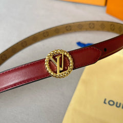 LV S-LOCK BELT 20 MM IN CHERRY RED CALFSKIN AND CIRCLE GOLD HARDWARE