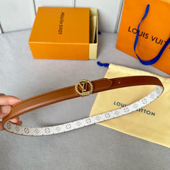 LV S-LOCK BELT 20 MM IN BRONZE BROWN CALFSKIN AND CIRCLE GOLD HARDWARE
