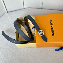 LV S-LOCK BELT 20 MM IN NAVY BLUE CALFSKIN AND CIRCLE SILVER HARDWARE
