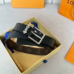 LV BLOOM 30MM BELT IN BLACK CALFSKIN SILVER HARDWARE