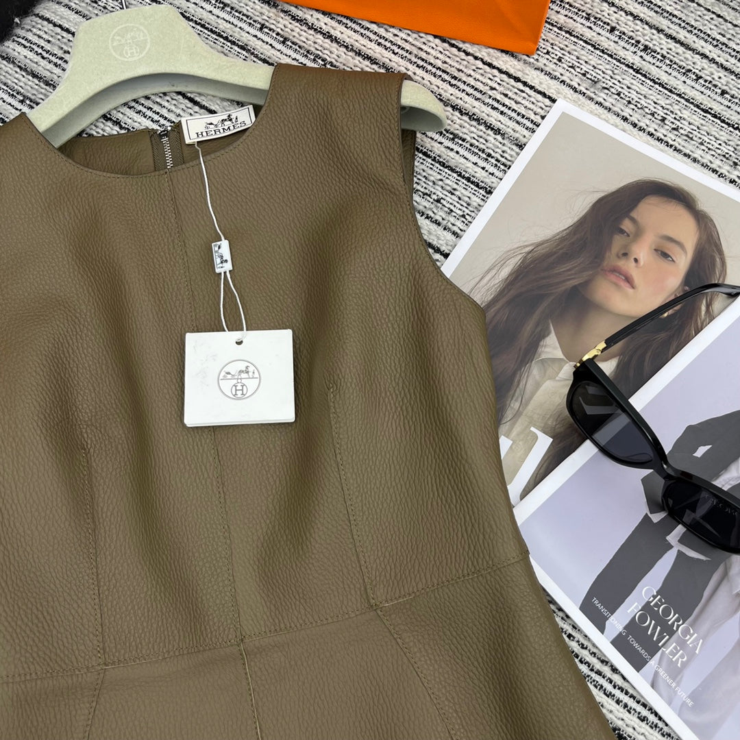 HERMES 25S ROUND-NECK VEST DRESS 255