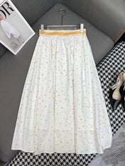 WHITE FLARED SKIRT WITH PRINT