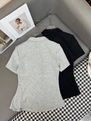 FITTED POLO SHIRT WITH PLEATED WAIST