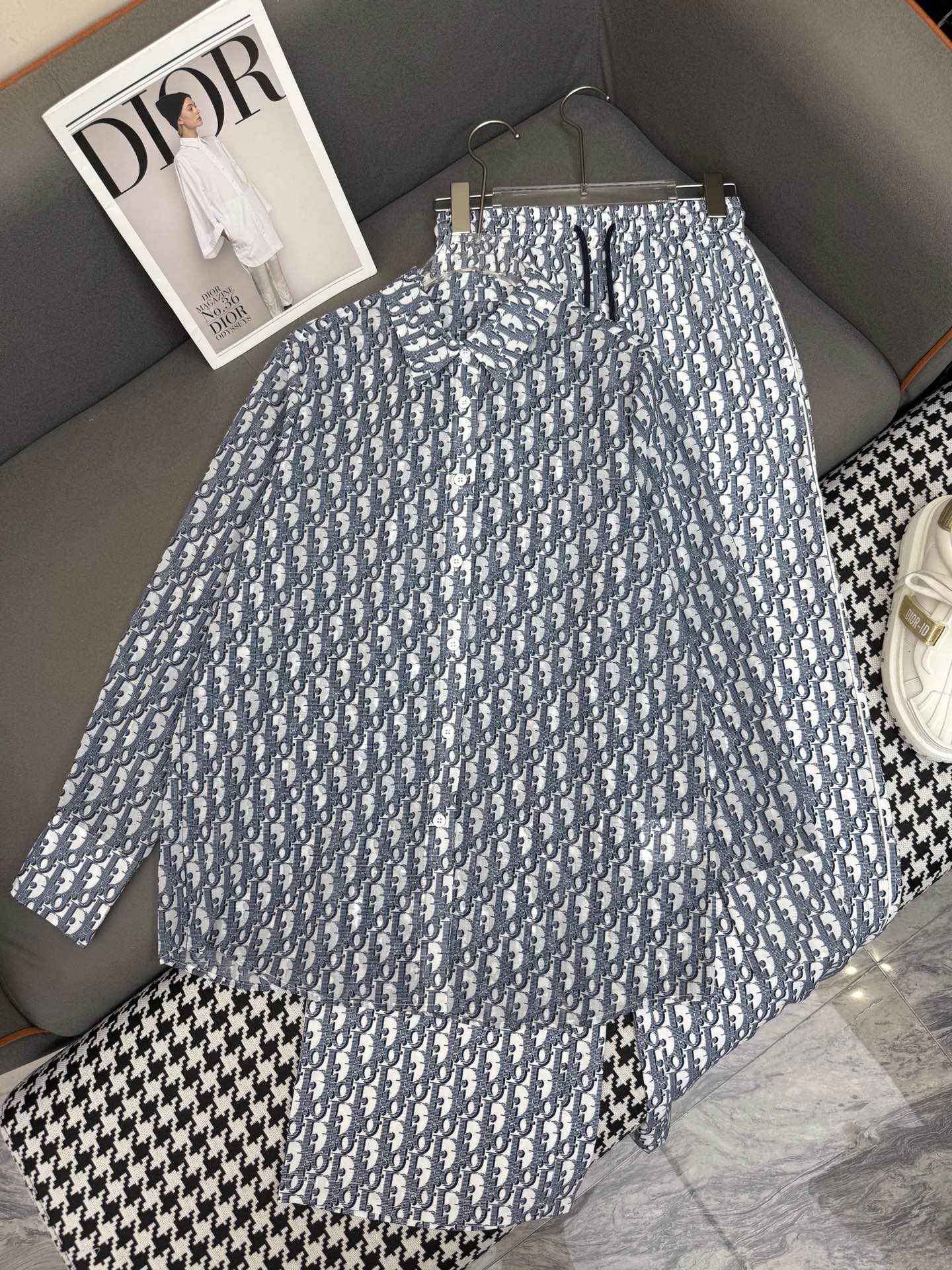 DIOR SHIRTS MONOCHROME PRINTED FABRIC 266699