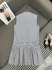 DIOR SLEEVELESS PRINTED DENIM DRESS 269128