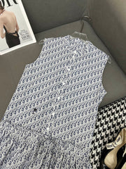 DIOR SLEEVELESS PRINTED DENIM DRESS 269128