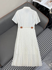 LV SHIRT DRESS WITH PLEATED HEM 25IN POLYESTER 266636