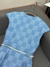 LV FRONT ZIP SLEEVELESS DRESS BLUE 25S IN POLYESTER 266638