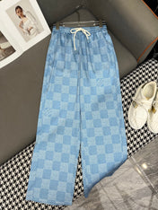 LV T SHIRT AND WIDE LEG PANTS SET BLUE 25S IN POLYESTER 266642