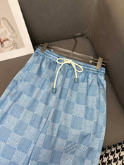 LV T SHIRT AND WIDE LEG PANTS SET BLUE 25S IN POLYESTER 266642