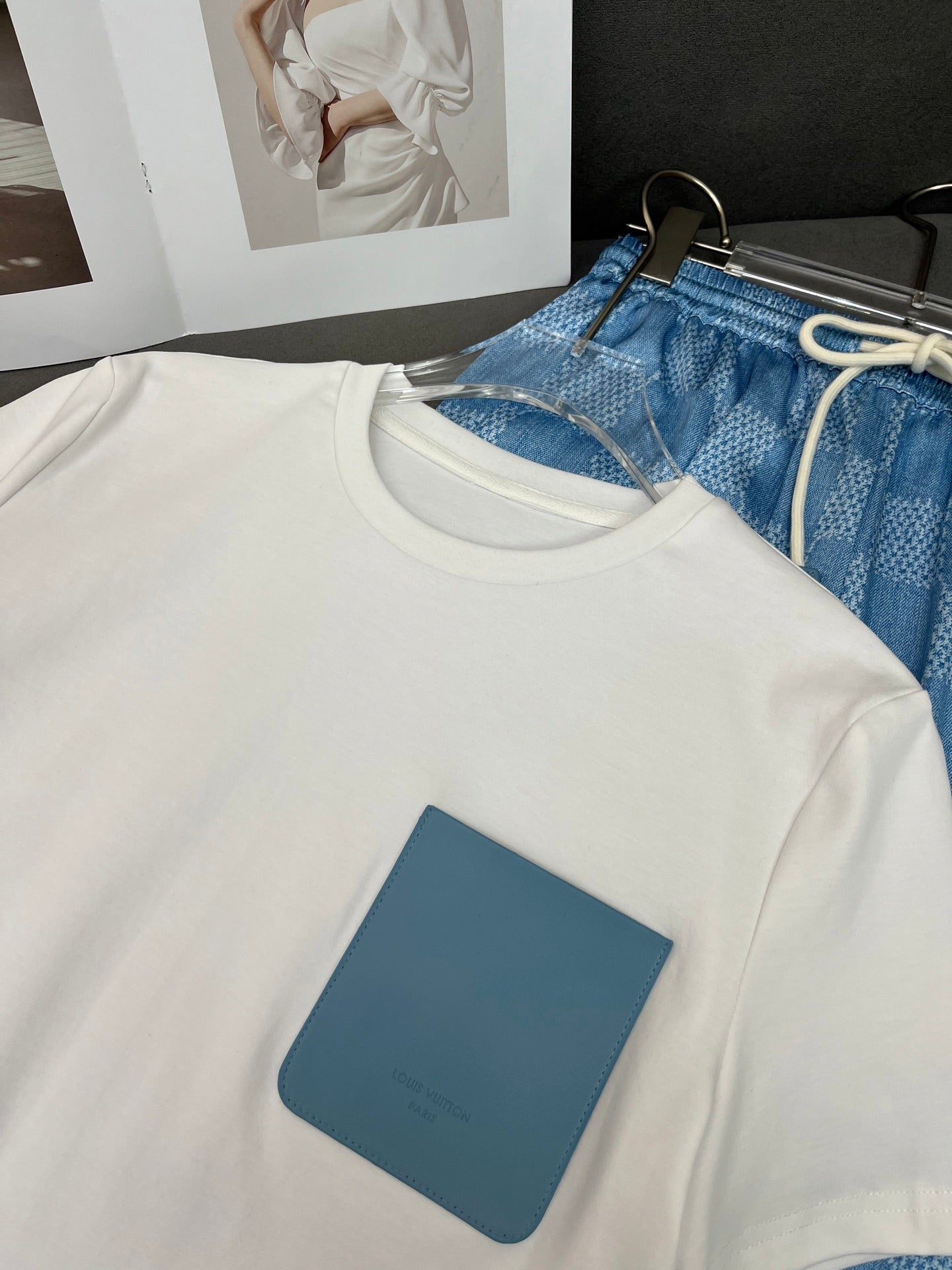 LV T SHIRT AND WIDE LEG PANTS SET BLUE 25S IN POLYESTER 266642