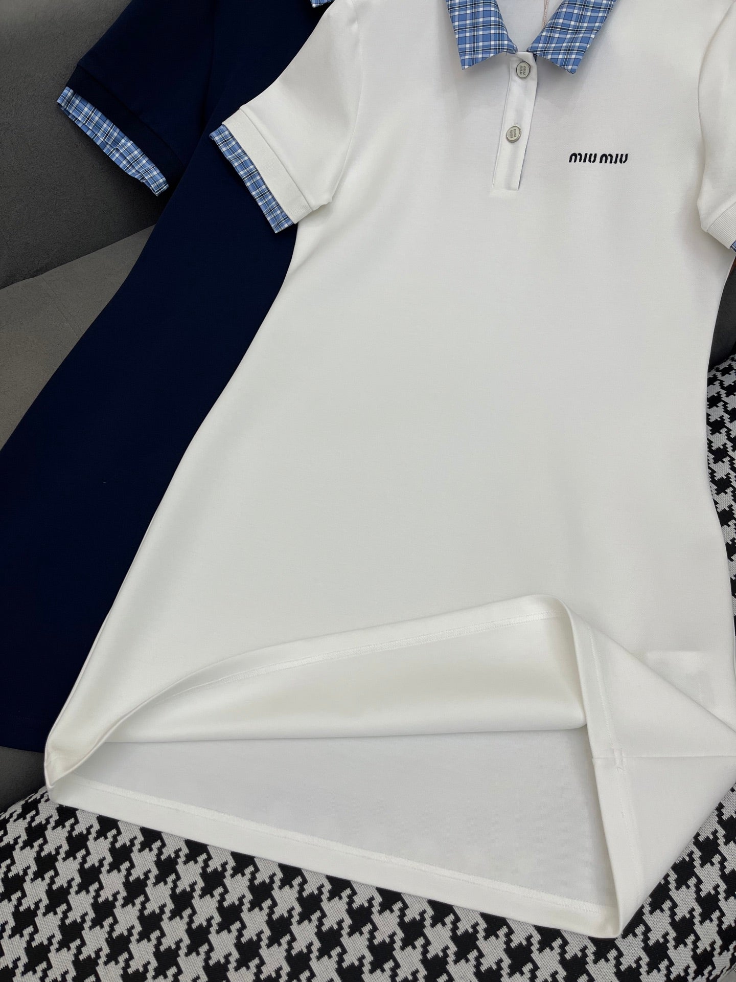 POLO SHIFT DRESS PLAID DESIGN PIQUÉ COTTON 266701